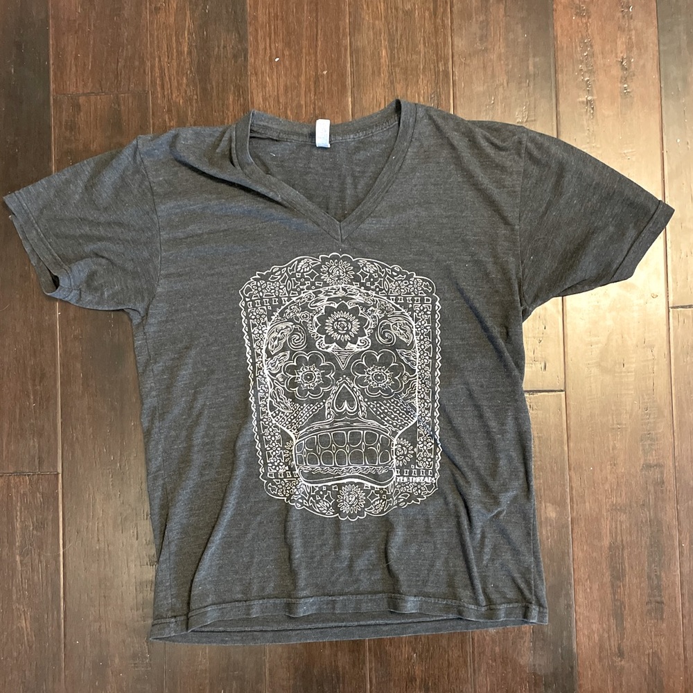 Sugar skull deep V neck
